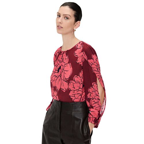 Veronika Maine Coral Peony Georgette Blouse
